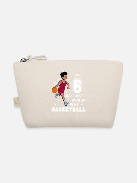 Boy plays basketball - I'm 6 - Organic Pouch - nature - Front