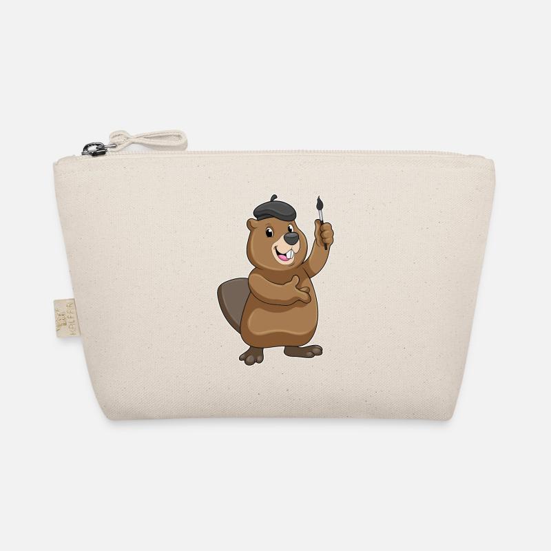 Beaver as a painter with a brush Organic Pouch