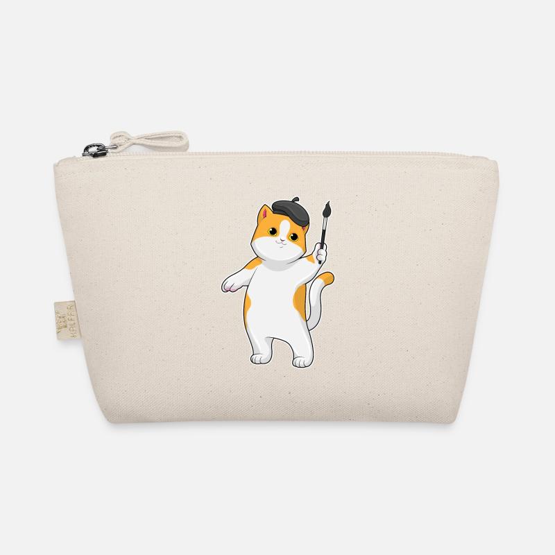 Cat Painter Brush Painting Organic Pouch
