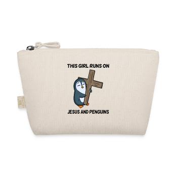 Penguin and Christianity Cross Dear Girls - Organic Pouch - nature - Front