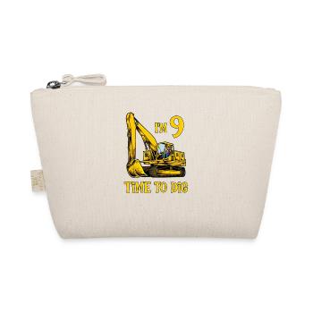 I'm 9 - Time to dig - Excavator 9 years - Organic Pouch - nature - Front