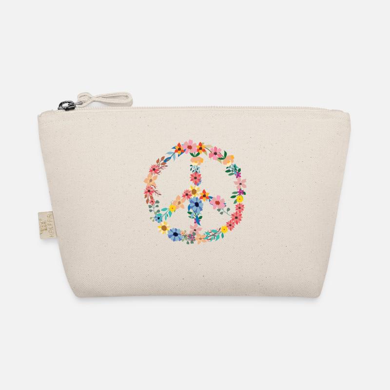 Peace Peacezeichen Flower Power Hippie Blumen bunt - Bio-Täschchen - Natur