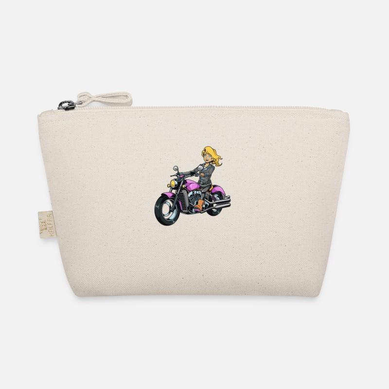 Mädchen auf Motorrad - Bio-Täschchen - Natur