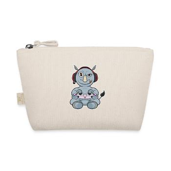 Rhino With Gaming Controller I Funny Gaming I - Organic Pouch - nature - Front