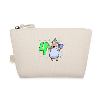 With sheep - girl birthday 4 years - Organic Pouch - nature - Front