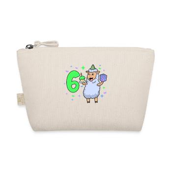 With sheep - girl birthday 6 years - Organic Pouch - nature - Front