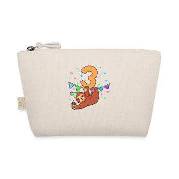 With sloth - children's birthday 3 years - Organic Pouch - nature - Front
