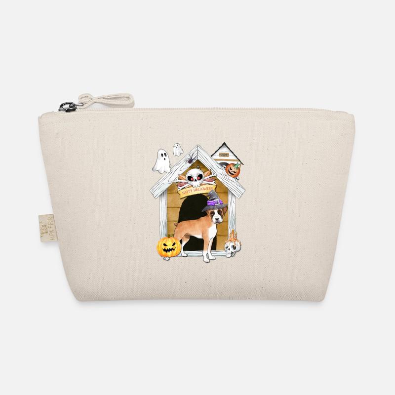 Halloween Boxer Hund Hexe - Bio-Täschchen - Natur