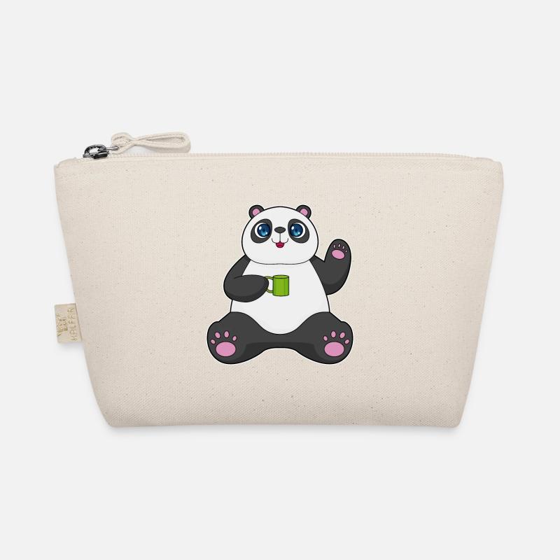 Panda mit Kaffeebecher Bio-Täschchen