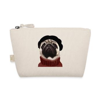 Chien carlin avec casquette et pull - Trousse biologique - nature - Devant