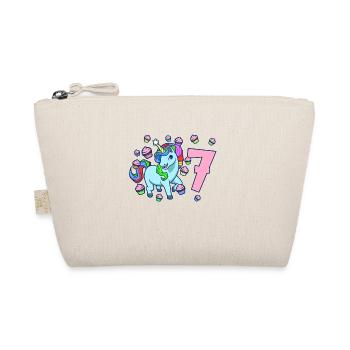 With Unicorn - Girl's Birthday 7 years - Organic Pouch - nature - Front