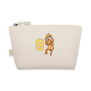 With monkey - children's birthday 8 years - Organic Pouch - nature - Front