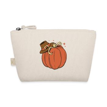 Pumpkin With Pilgrim Hat Cute Thanksgiving - Bio-Täschchen - Natur - Vorne