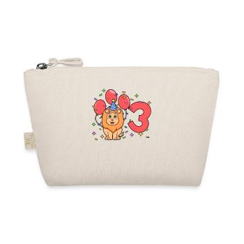 With lion - children's birthday 3 years - Organic Pouch - nature - Front