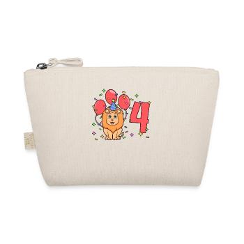 With lion - children's birthday 4 years - Organic Pouch - nature - Front