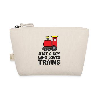 Just a Boy Who Loves Trains - Organic Pouch - nature - Front