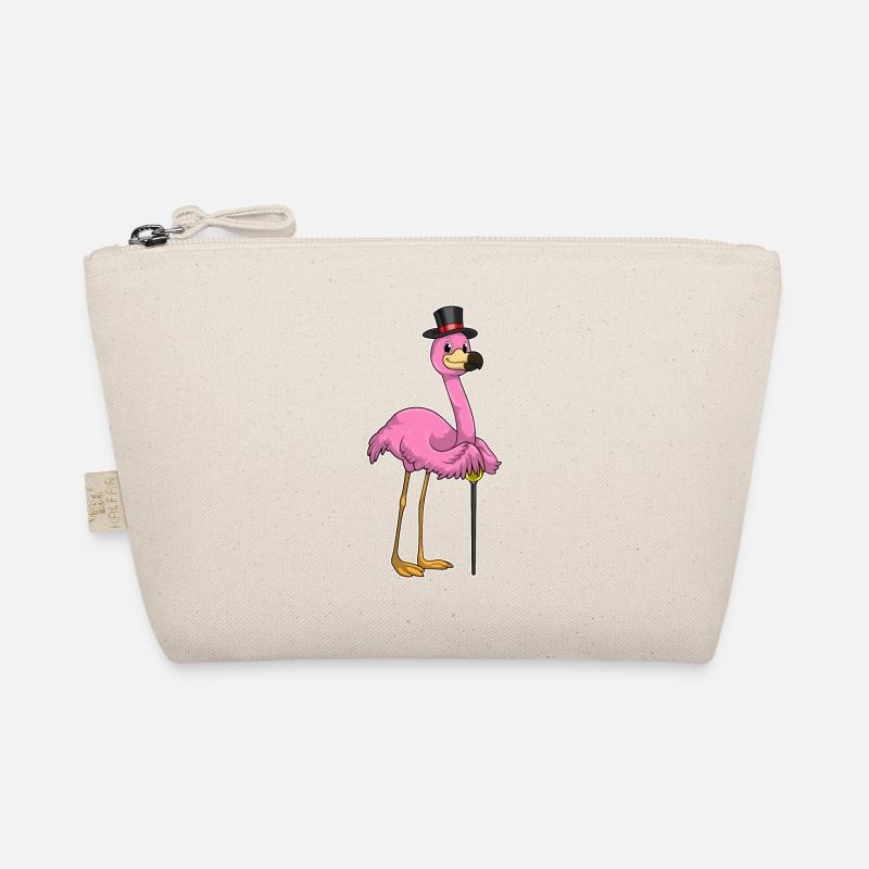 Flamingo as a pensioner with a walking stick Organic Pouch