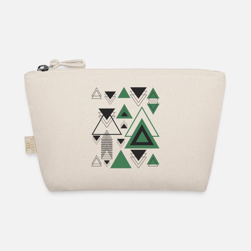 Triangles Minimalist Geometry Black Abstract Green Organic Pouch