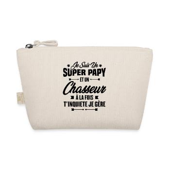 Je suis un super papy et un chasseur, Cadeau papy - Trousse biologique - nature - Devant