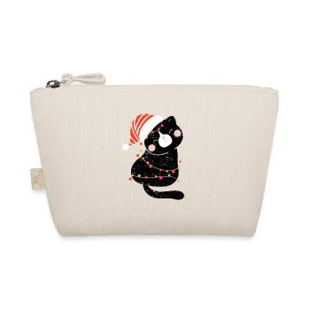 Black Cat Santa Claus Tangled Up In Merry Christma - Organic Pouch - nature - Front