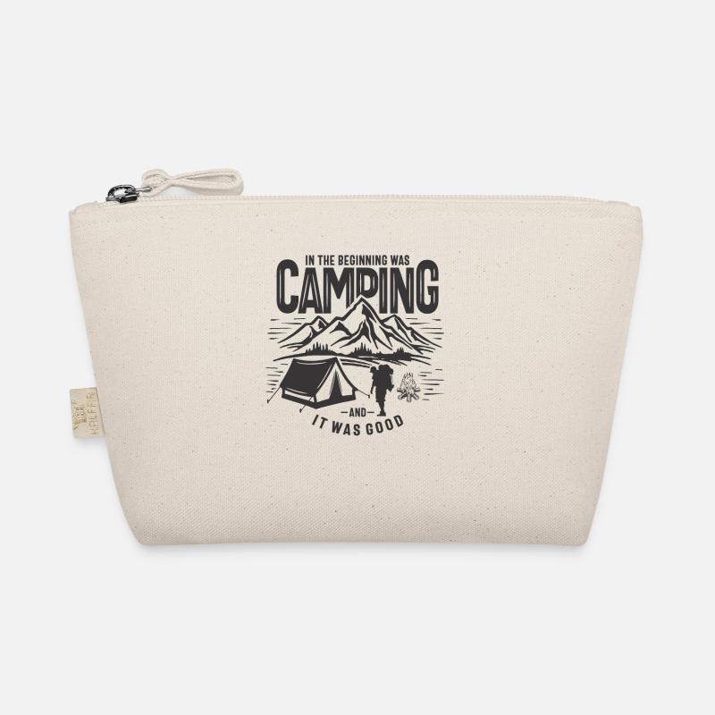 In The Beginning Was Camping Outdoor Adventure Organic Pouch