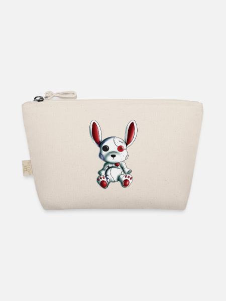 Hase Herz Halloween Grusel Hase Stofftier Design - Bio-Täschchen - Natur - Vorne