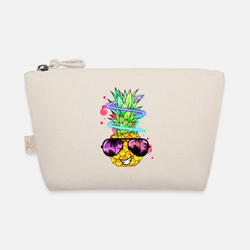coole Ananas mit Neon Spirale - Bio-Täschchen - Natur