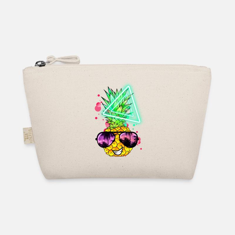 Lustige Ananas Neon Retro - Bio-Täschchen - Natur