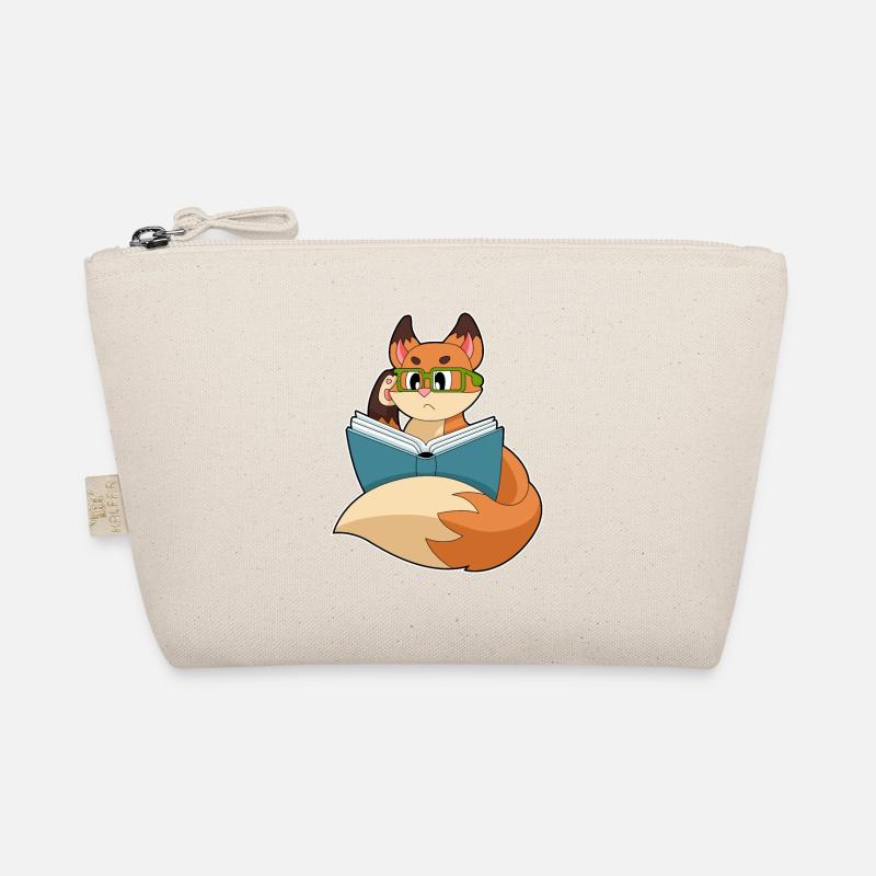 Fuchs als Nerd mit Buch & Brille Bio-Täschchen