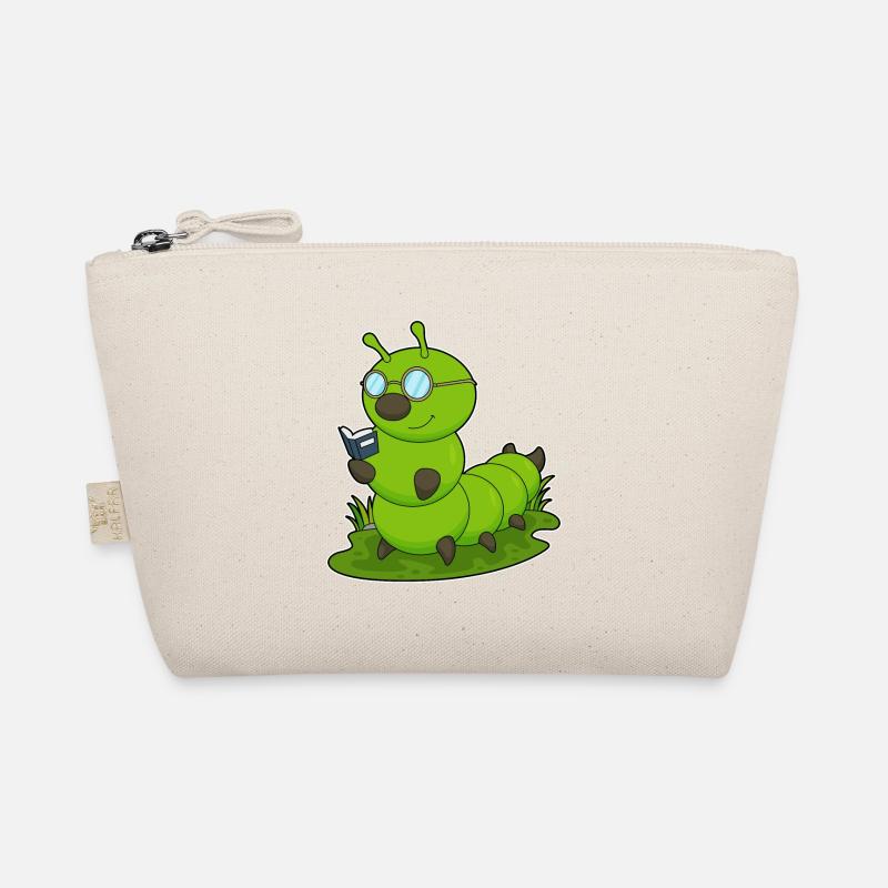 Caterpillar as a nerd with glasses & book Organic Pouch