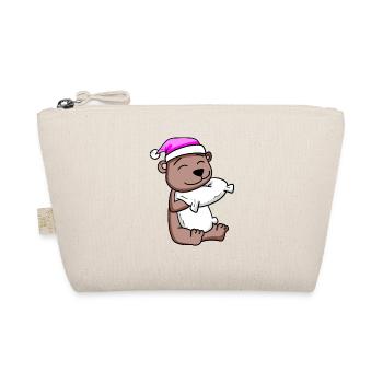 Bear with pillow and sleeping cap - Organic Pouch - nature - Front