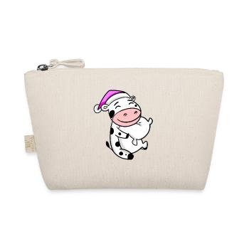 Cow with pillow and sleeping cap - Organic Pouch - nature - Front