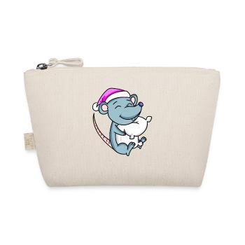 Mouse with pillow and sleeping cap - Organic Pouch - nature - Front