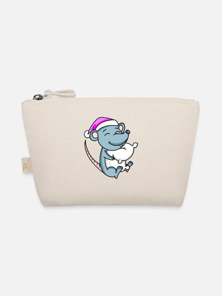 Souris avec oreiller et bonnet de couchage - Trousse biologique - nature - Devant