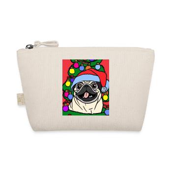 Mops Mit Weihnachtsmütze Weihnachten Hundebesitzer - Bio-Täschchen - Natur - Vorne