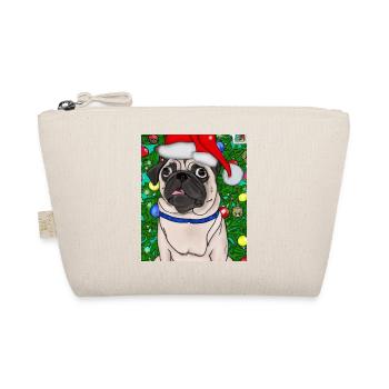 Mops Mit Weihnachtsmütze Weihnachten Hundebesitzer - Bio-Täschchen - Natur - Vorne