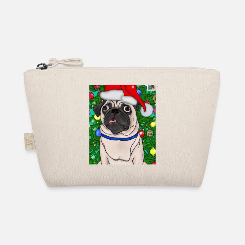 Mops Mit Weihnachtsmütze Weihnachten Hundebesitzer - Bio-Täschchen - Natur