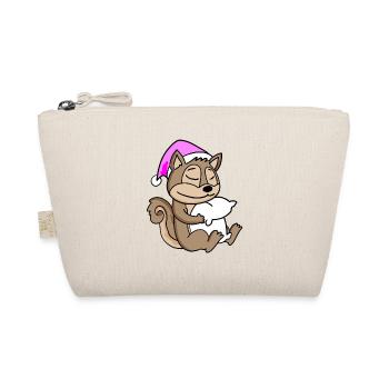 Squirrel with pillow and sleeping cap - Organic Pouch - nature - Front