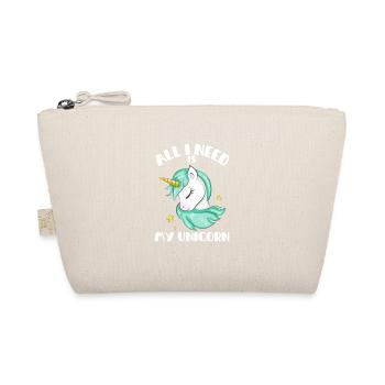"All i need is my Unicorn" Unicorn Design - Organic Pouch - nature - Front