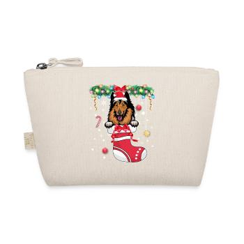 Drôle de Noël - Mignon chien collie en bas de Noël - Trousse biologique - nature - Devant
