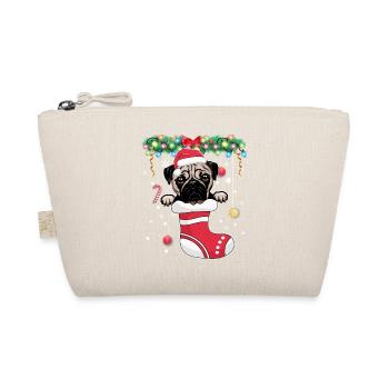 Drôle de Noël - Chien carlin mignon en bas de Noël - Trousse biologique - nature - Devant
