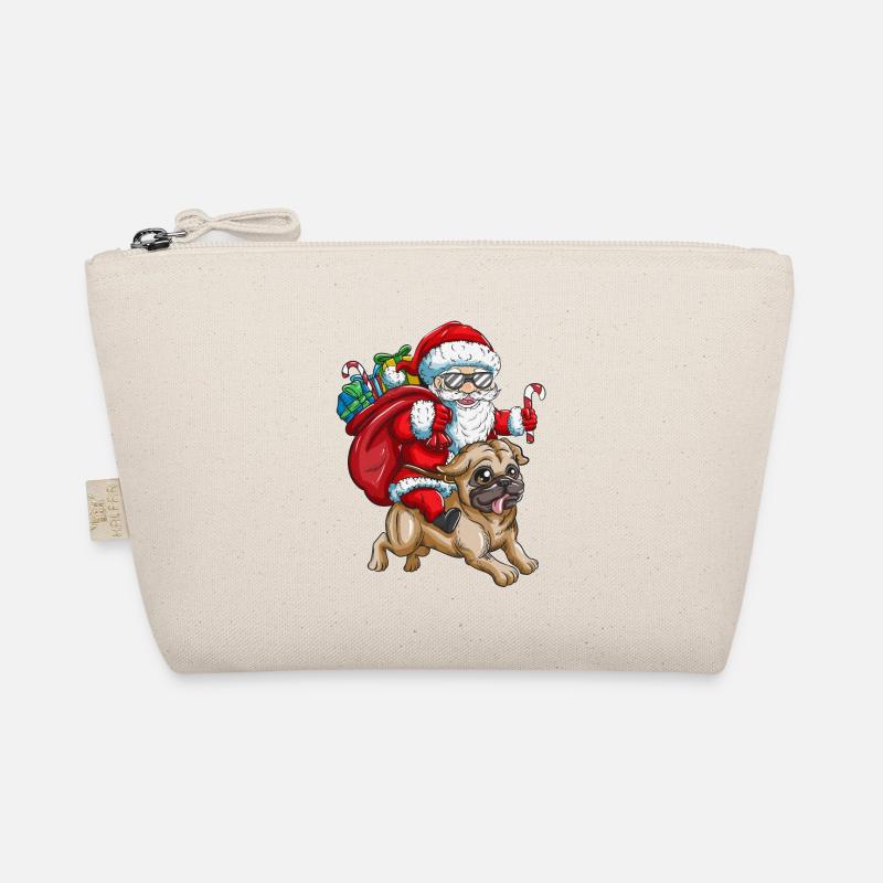 Mops Weihnachtsmann mit Geschenken Weihnachten Bio-Täschchen