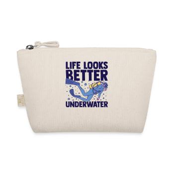Life Looks Better Underwater Scuba Diver Diving Sn - Bio-Täschchen - Natur - Vorne