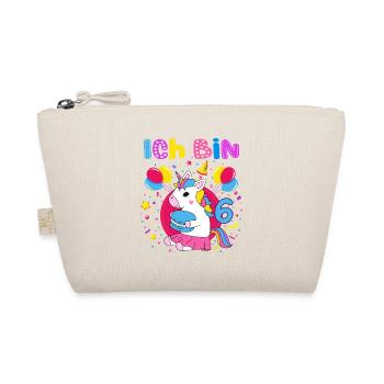 6. Geburtstag Mädchen Ich bin 6 Jahre mit Einhorn - Bio-Täschchen - Natur - Vorne