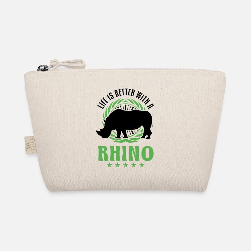 Life is better with a Rhino Rhinozeros Nashorn - Bio-Täschchen - Natur