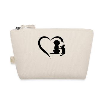 Dog Puppy and Baby Cat Heart - Cute Animal Dog & C - Bio-Täschchen - Natur - Vorne