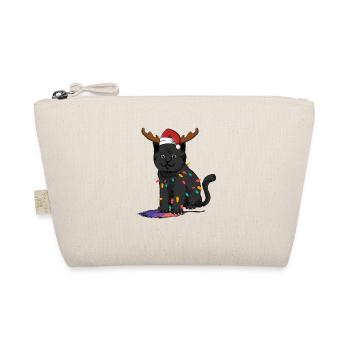 Reindeer Black Cat Christmas Lights Funny - Organic Pouch - nature - Front