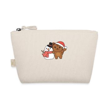 Cat with snowman in winter at Christmas - Organic Pouch - nature - Front