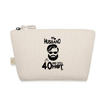 Husband Papa 40 years old legend shirt beard - Organic Pouch - nature - Front