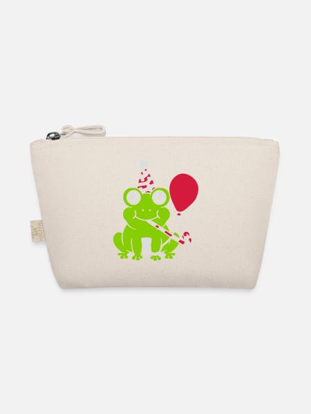 Celebrate birthday Party Frog - Organic Pouch - nature - Front